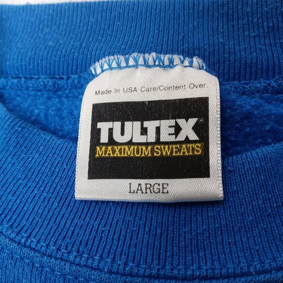 Vintage Looney Tunes Christmas Taz Santa Ho Ho Ho L Sweatshirt Blue Tultex USA - Picture 9 of 16